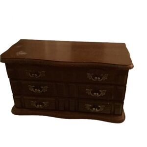 Unbranded  Vintage Wooden Dressed Styled Two Drawer Jewelry  Box With Mirror